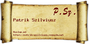 Patrik Szilviusz névjegykártya